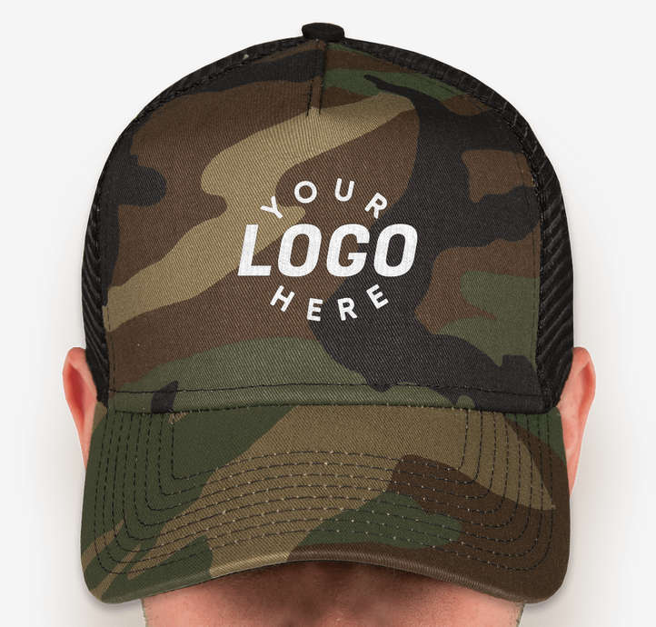 KAMEL 707 100% WASHED CAMO 7 Panel Flat Adjustable Snapback Mesh Trucker Cap